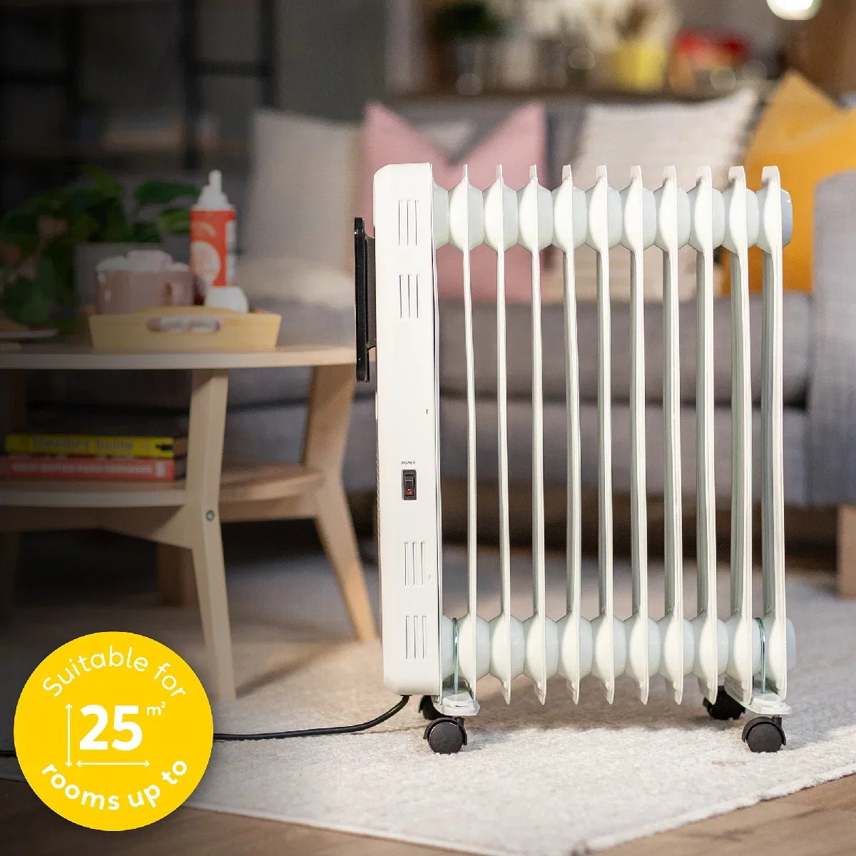 Russell Hobbs RHOFR2521-D 2.5kW Digital Touch Control 11-fin Oil Filled Radiator in White