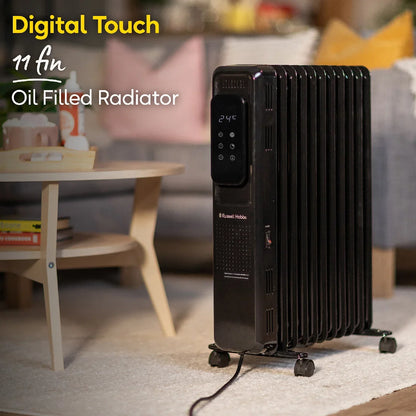 Russell Hobbs RHOFR2521B-D 2.5kW Digital Touch Control 11-fin Oil Filled Radiator in Black