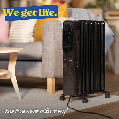 Russell Hobbs RHOFR2521B-D 2.5kW Digital Touch Control 11-fin Oil Filled Radiator in Black
