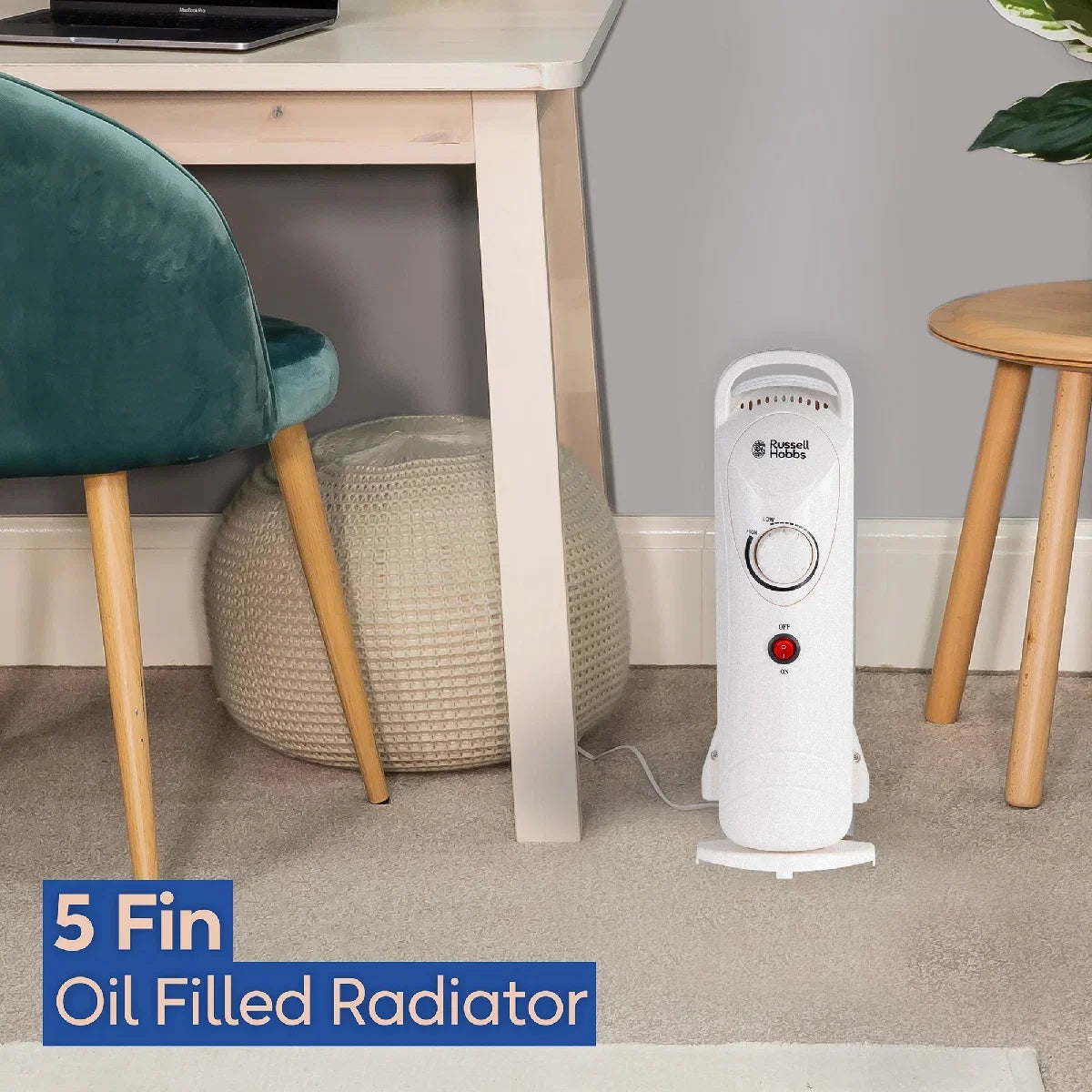 Russell Hobbs RHOFR3001 5 Fin Oil Filled Radiator in White