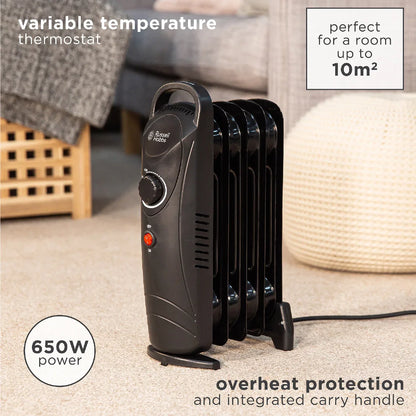 Russell Hobbs RHOFR3001 5 Fin Oil Filled Radiator in Black