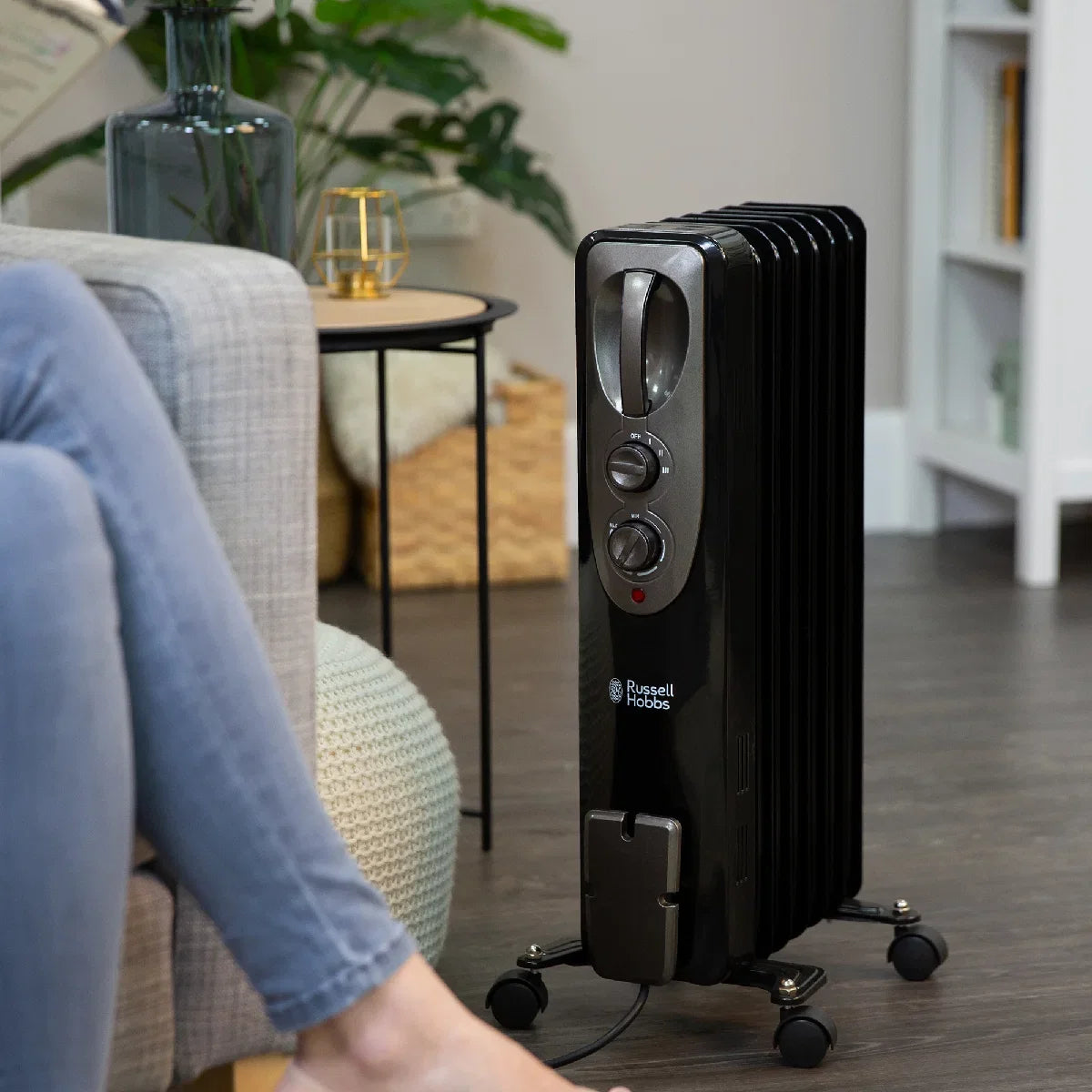 Russell Hobbs RHOFR5001B 1.5kW Oil Filled Radiator, 7 Fin, Black