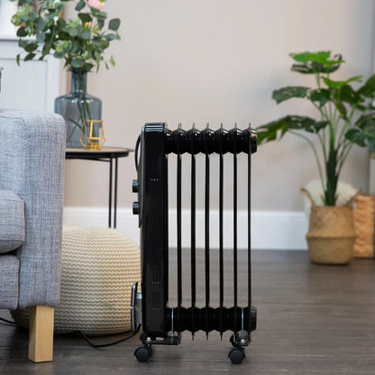 Russell Hobbs RHOFR5001B 1.5kW Oil Filled Radiator, 7 Fin, Black
