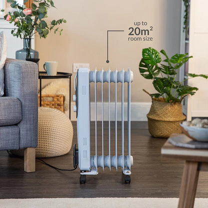 Russell Hobbs RHOFR5001 1.5kW Oil Filled Radiator, 7 Fin, White