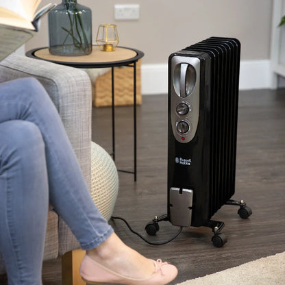 Russell Hobbs RHOFR5002B 2kW Oil Filled Radiator, 9 Fin, Black