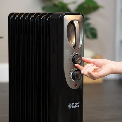 Russell Hobbs RHOFR5002B 2kW Oil Filled Radiator, 9 Fin, Black