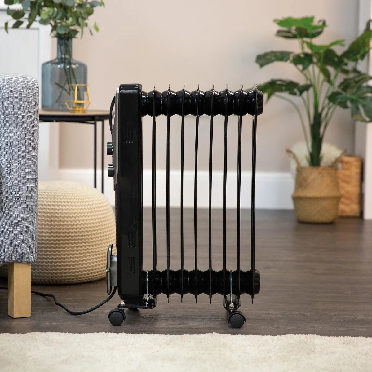 Russell Hobbs RHOFR5002B 2kW Oil Filled Radiator, 9 Fin, Black