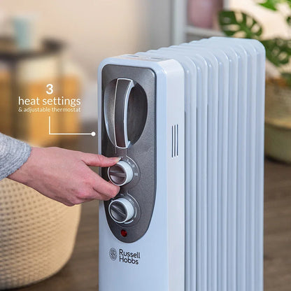 Russell Hobbs RHOFR5002 2kW Oil Filled Radiator, 9 Fin, White