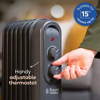 Russell Hobbs RHOFR7004A 1.5kW 7-fin Oil Filled Radiator in Matt Anthracite