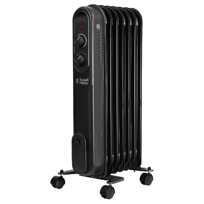 Russell Hobbs RHOFR7004B 1.5kW 7-fin Oil Filled Radiator in Matt Black