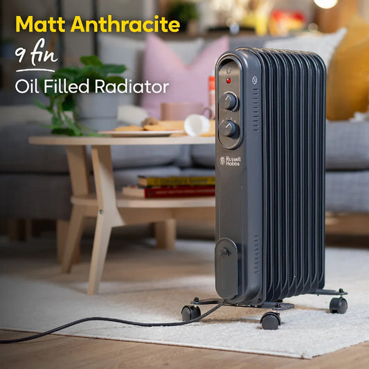 Russell Hobbs RHOFR9004A 2kW 9-fin Oil Filled Radiator in Matt Anthracite
