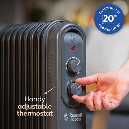 Russell Hobbs RHOFR9004A 2kW 9-fin Oil Filled Radiator in Matt Anthracite