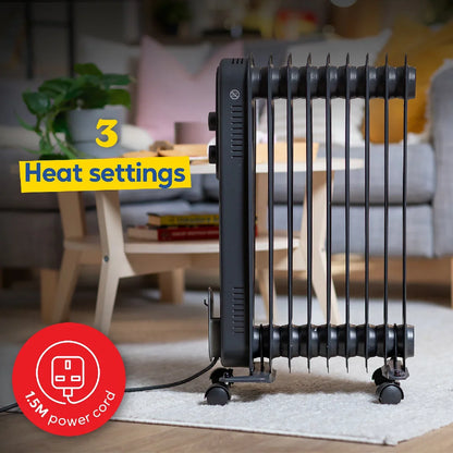 Russell Hobbs RHOFR9004A 2kW 9-fin Oil Filled Radiator in Matt Anthracite