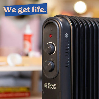 Russell Hobbs RHOFR9004B 2kW 9-fin Oil Filled Radiator in Matt Black