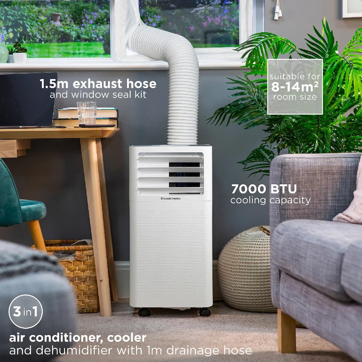 Russell Hobbs RHPAC3001 Portable Air Conditioner, Dehumidifier & Air Cooler in White