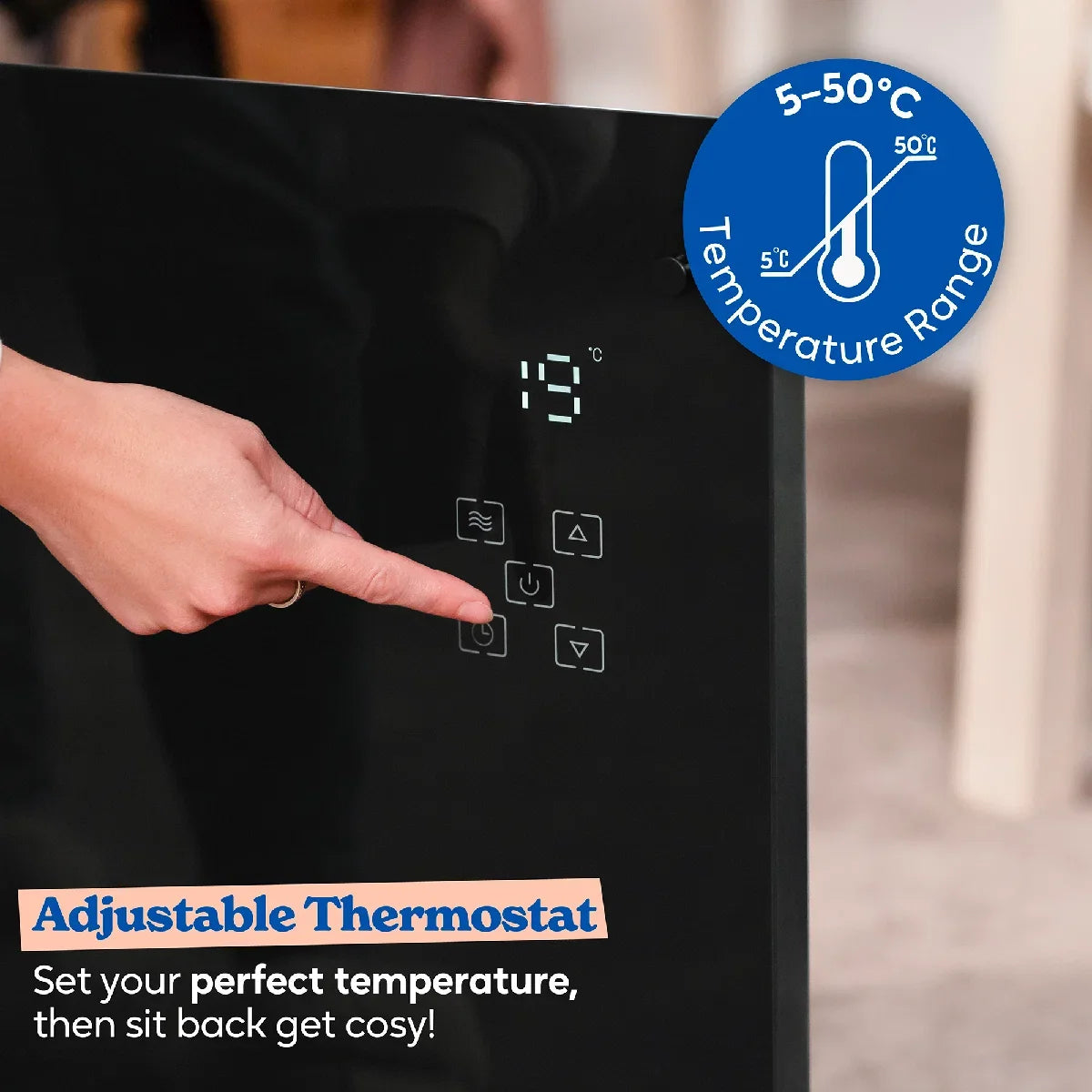 Russell Hobbs® RHPANH2006W, 2kW Smart Wi-Fi Enabled Glass Panel Heater in Black