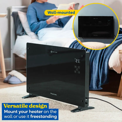 Russell Hobbs® RHPANH2006W, 2kW Smart Wi-Fi Enabled Glass Panel Heater in Black