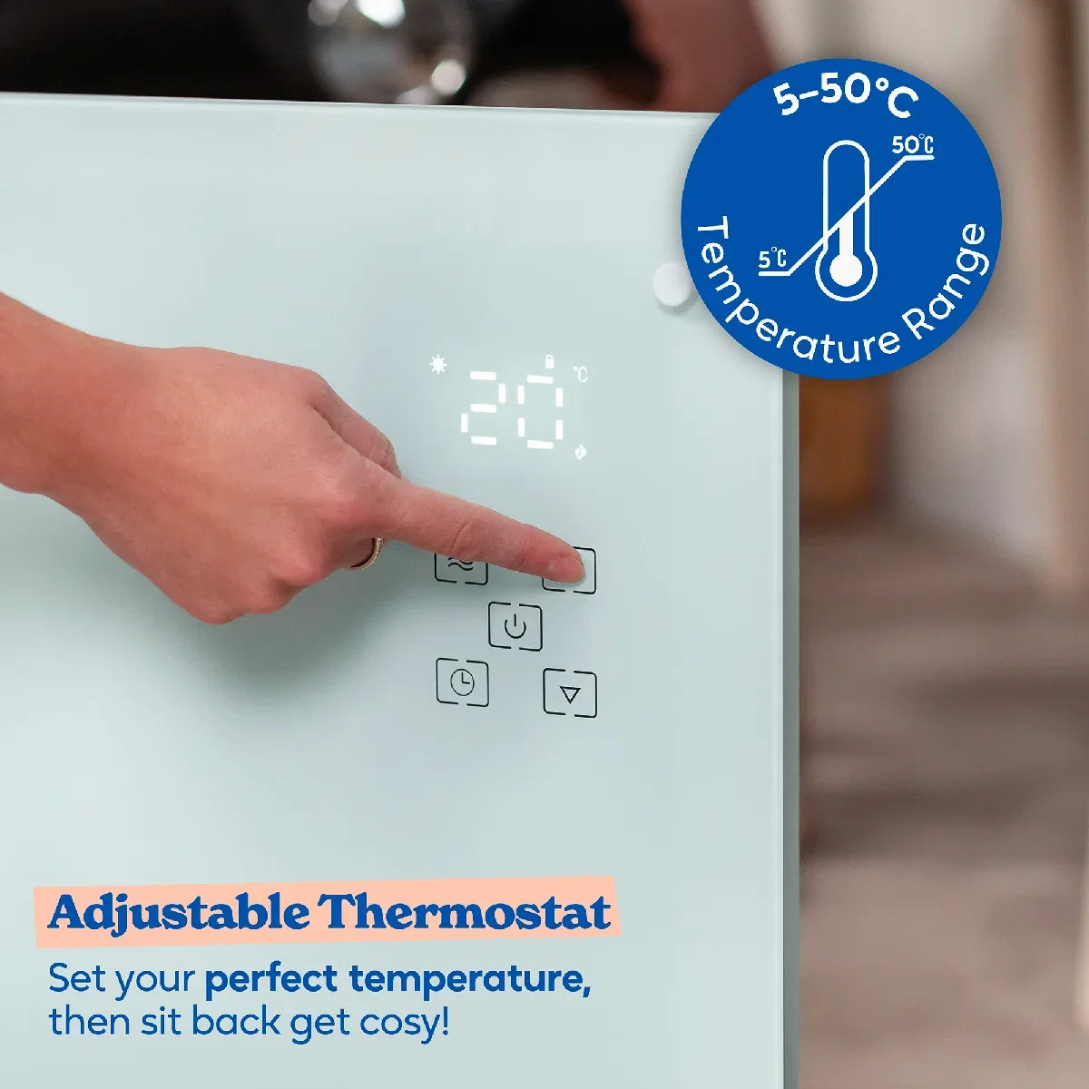 Russell Hobbs® RHPANH2006W, 2kW Smart Wi-Fi Enabled Glass Panel Heater in White