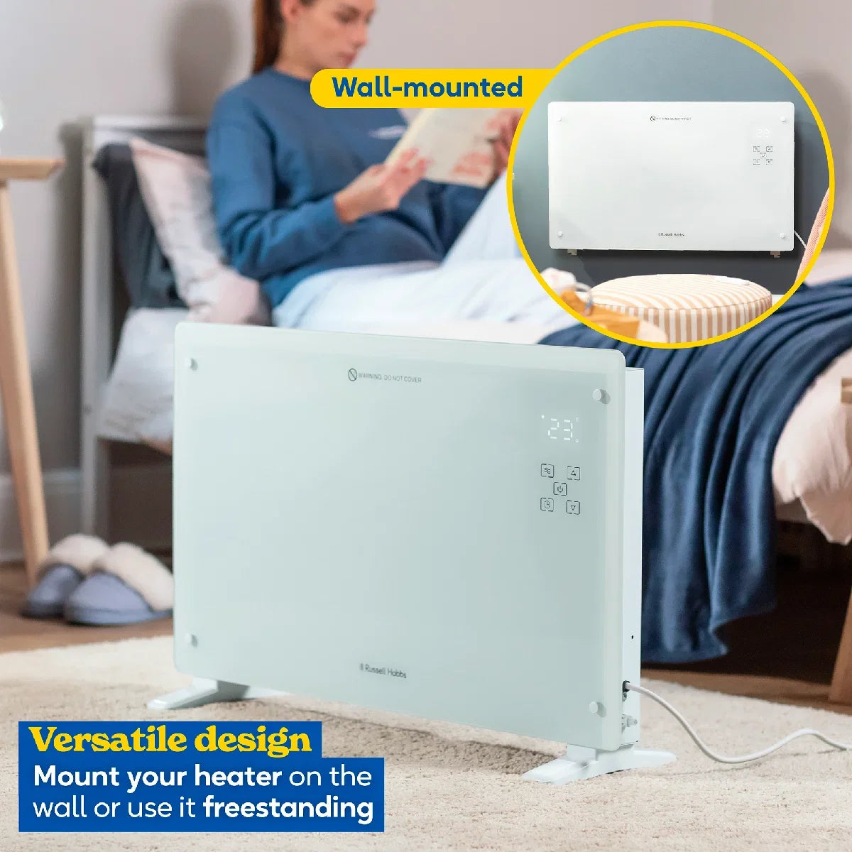 Russell Hobbs® RHPANH2006W, 2kW Smart Wi-Fi Enabled Glass Panel Heater in White