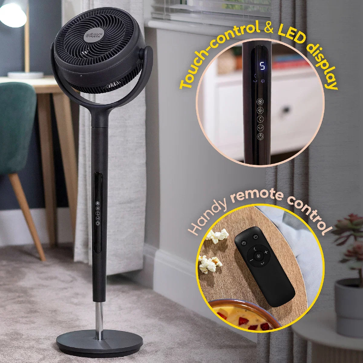 Russell Hobbs RHPCF360 Pedestal Circulator Fan in Charcoal Grey