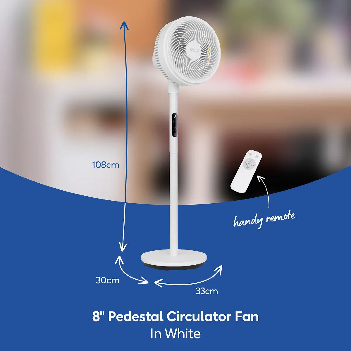 Russell Hobbs® RHPCF825 8” Pedestal Circulator Fan in White