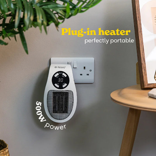 Russell Hobbs RHPH2001 500W Ceramic Plug-in Heater, White