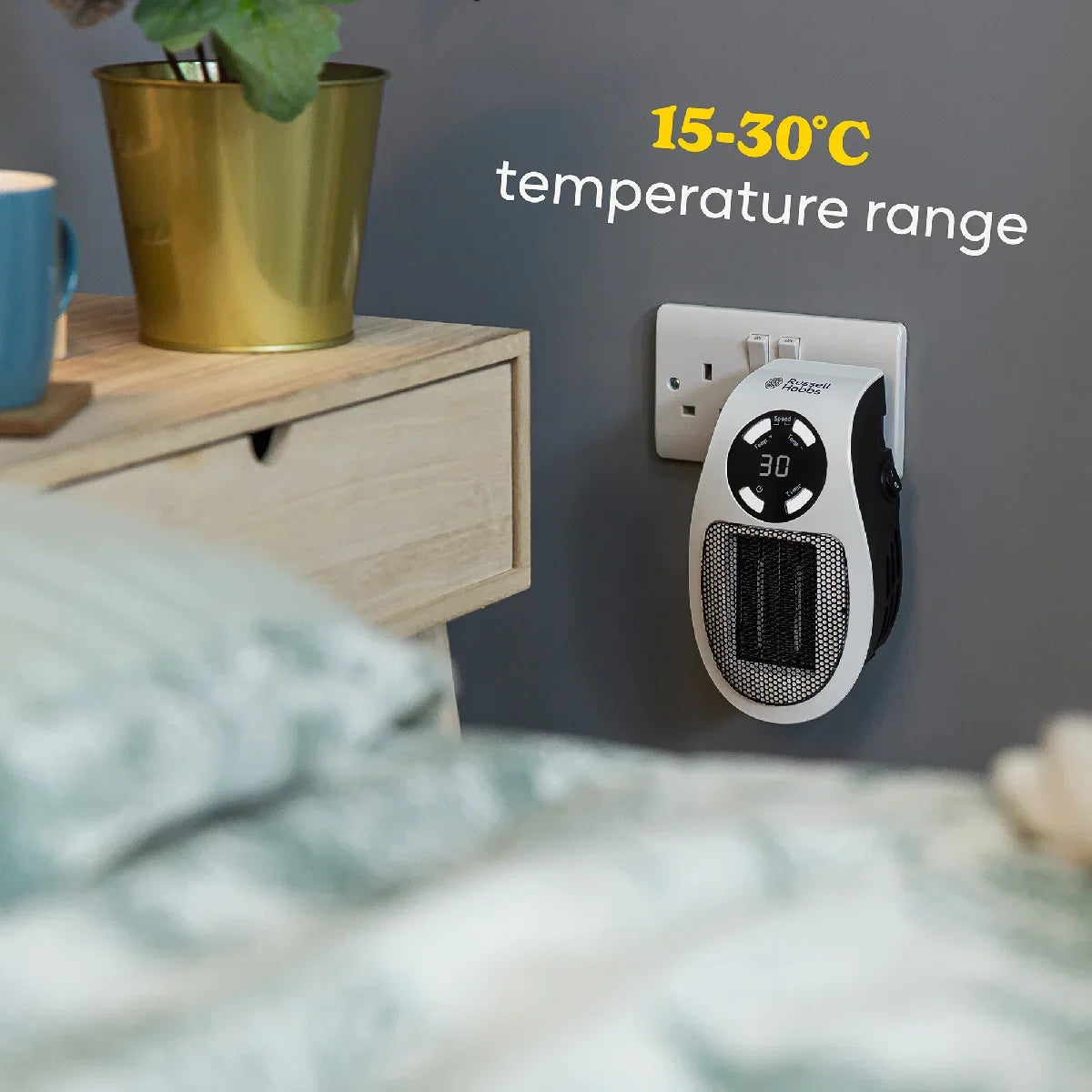 Russell Hobbs RHPH2001 500W Ceramic Plug-in Heater, White