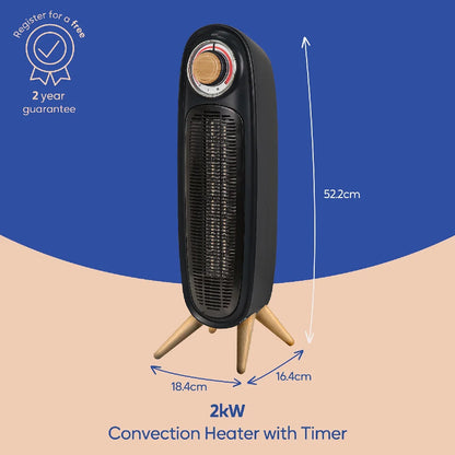 Russell Hobbs RHRETFH1002WDB Retro Tower Heater in Black & Wood