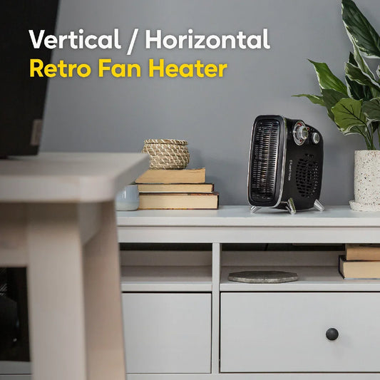 Russell Hobbs RHRETHFH1001B Vertical/Horizontal Retro Fan Heater in Black
