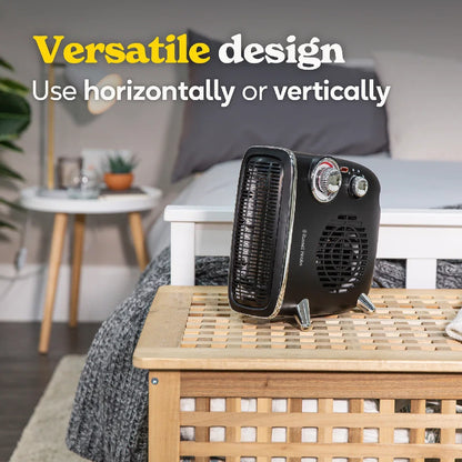 Russell Hobbs RHRETHFH1001B Vertical/Horizontal Retro Fan Heater in Black