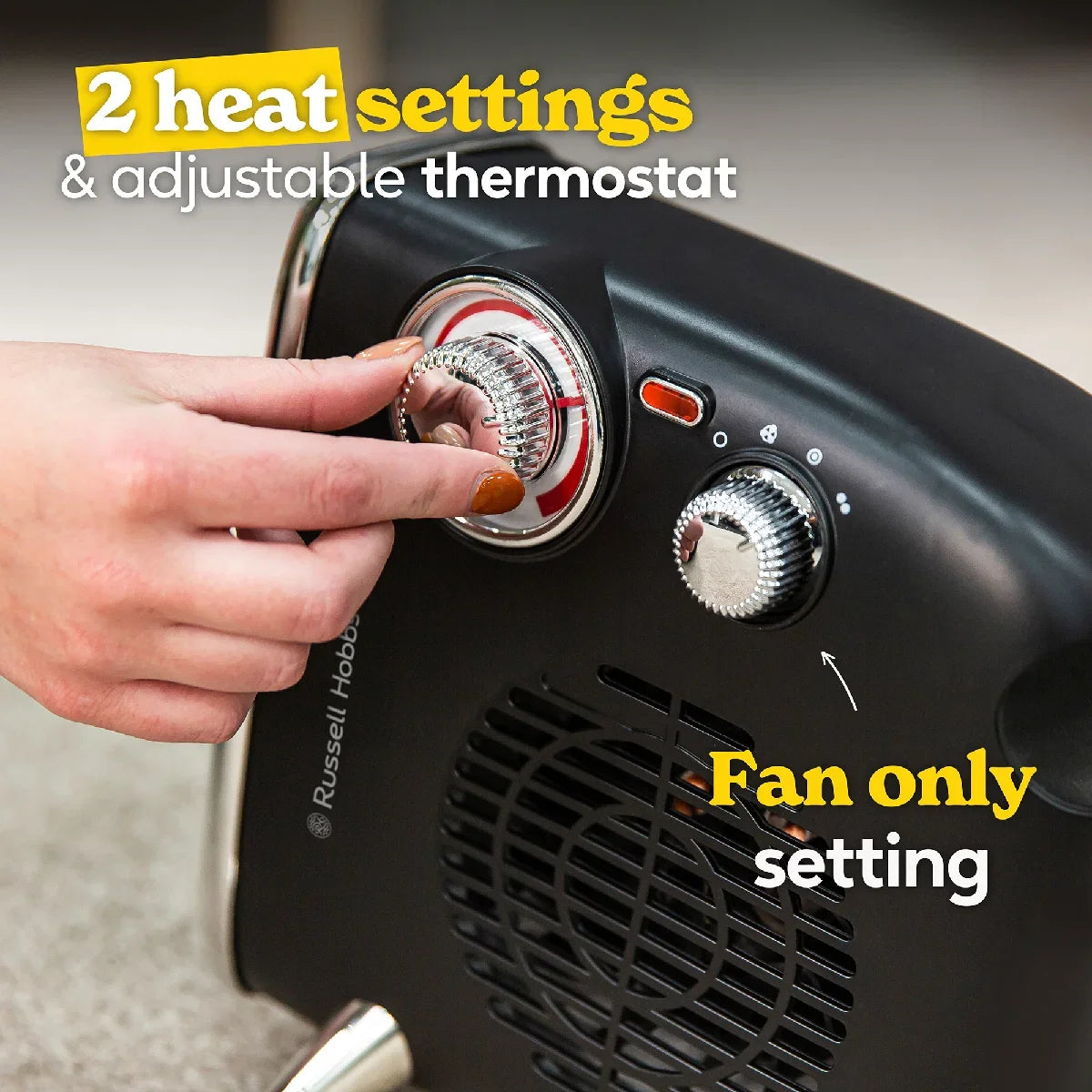 Russell Hobbs RHRETHFH1001B Vertical/Horizontal Retro Fan Heater in Black