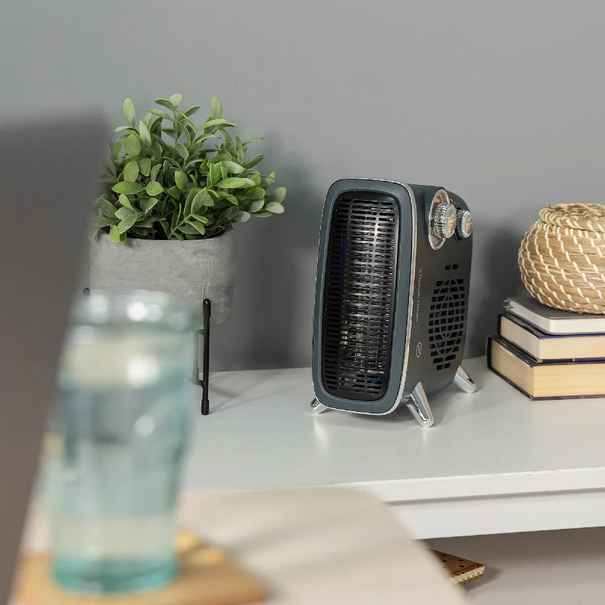 Russell Hobbs RHRETHFH1001G Upright & Horizontal Grey Retro Fan Heater