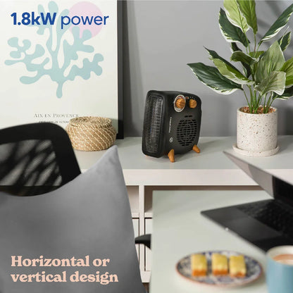 Russell Hobbs RHRETHFH1001WDB Wood & Black, Vertical & Horizontal, 1.8kW Heater, RHRETHFH1001WDB