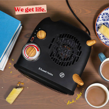 Russell Hobbs RHRETHFH1001WDB Wood & Black, Vertical & Horizontal, 1.8kW Heater, RHRETHFH1001WDB