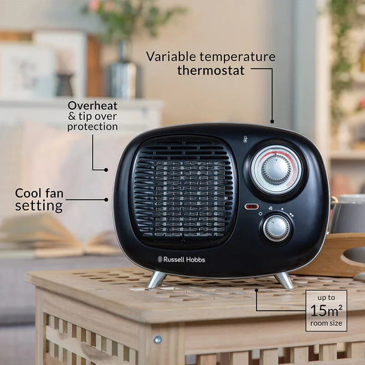 Russell Hobbs RHRETPTC2001B Retro Ceramic Heater in Black