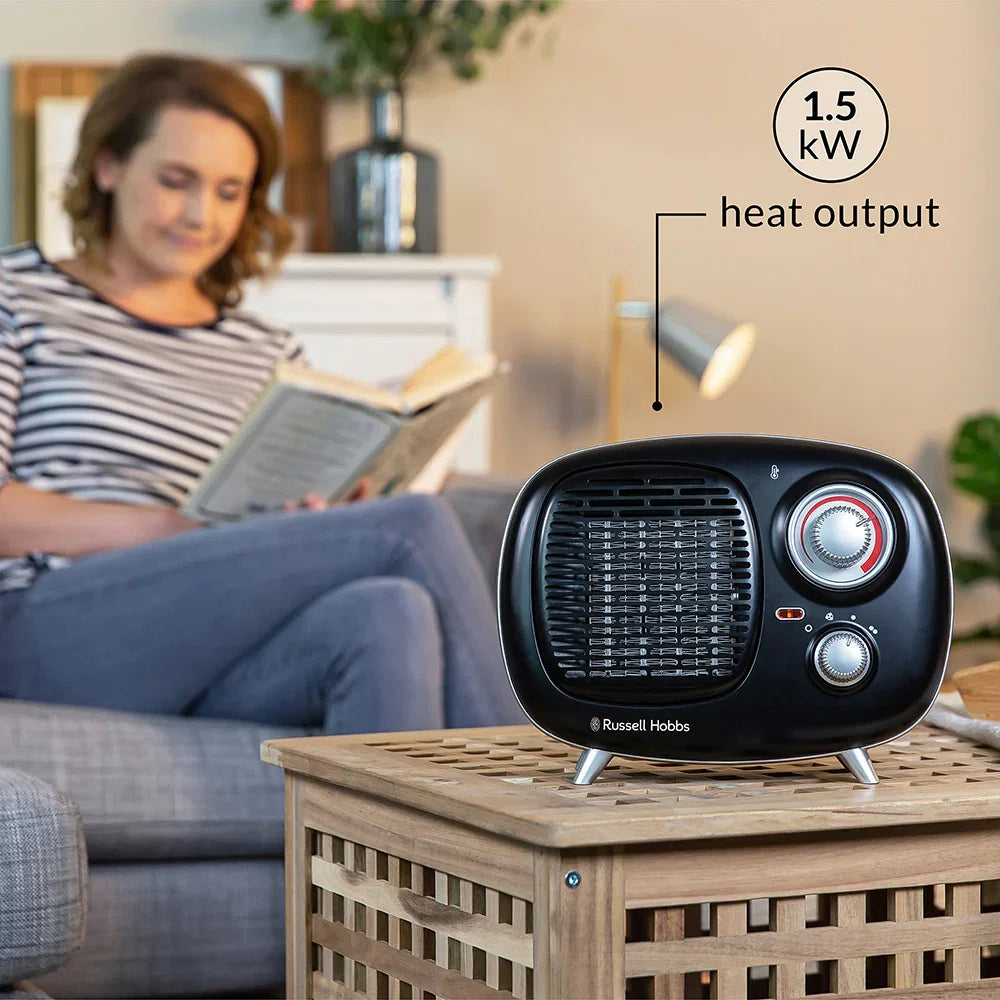 Russell Hobbs RHRETPTC2001B Retro Ceramic Heater in Black