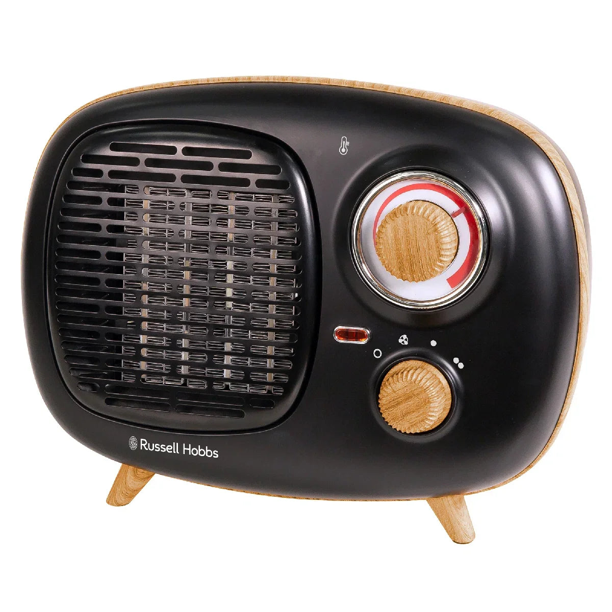Russell Hobbs RHRETPTC2001WDB Scandi, Retro Ceramic Heater in Black & Wood