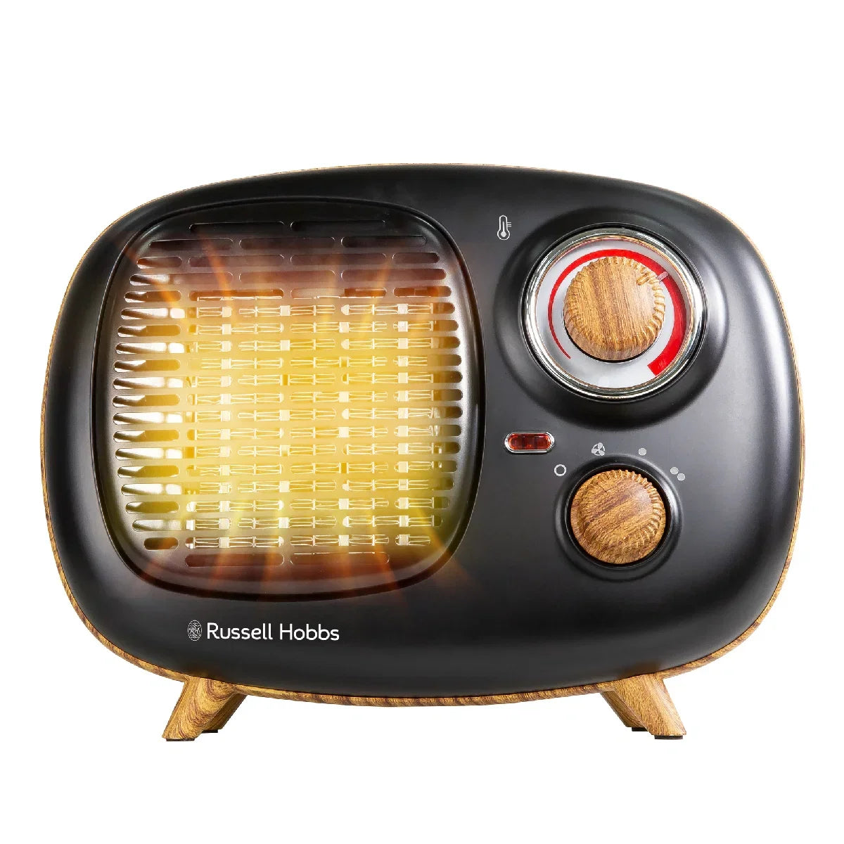 Russell Hobbs RHRETPTC2001WDB Scandi, Retro Ceramic Heater in Black & Wood
