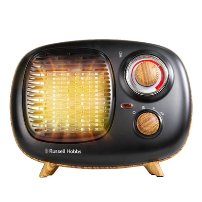 Russell Hobbs RHRETPTC2001WDB Scandi, Retro Ceramic Heater in Black & Wood