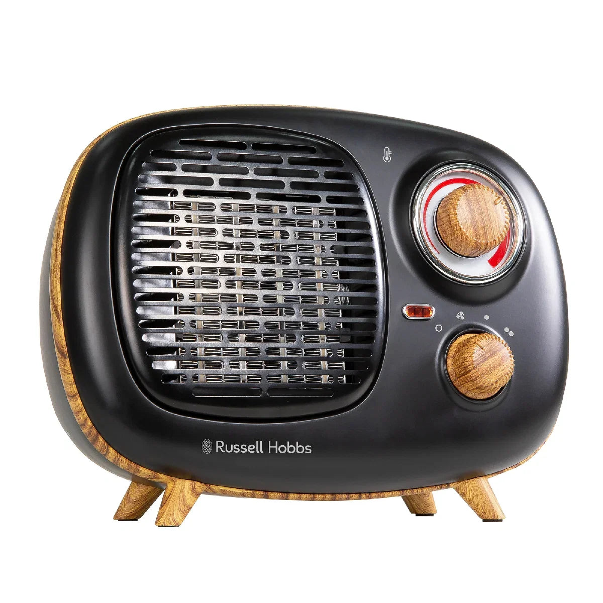 Russell Hobbs RHRETPTC2001WDB Scandi, Retro Ceramic Heater in Black & Wood