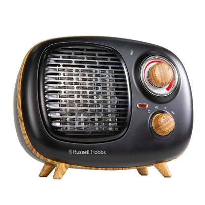 Russell Hobbs RHRETPTC2001WDB Scandi, Retro Ceramic Heater in Black & Wood