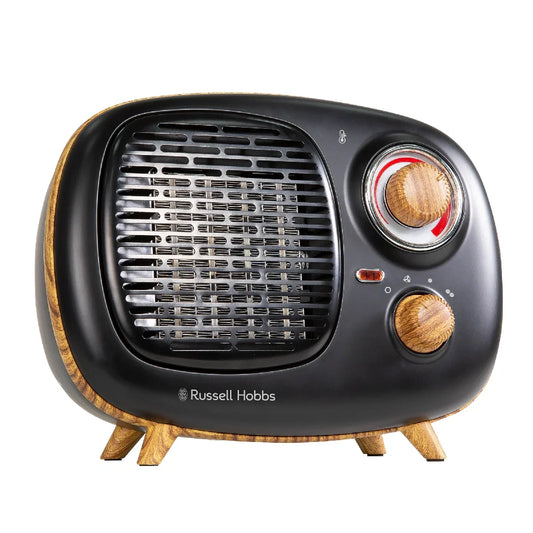 Russell Hobbs RHRETPTC2001WDB Scandi, Retro Ceramic Heater in Black & Wood