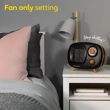 Russell Hobbs RHRETPTC2001WDB Scandi, Retro Ceramic Heater in Black & Wood
