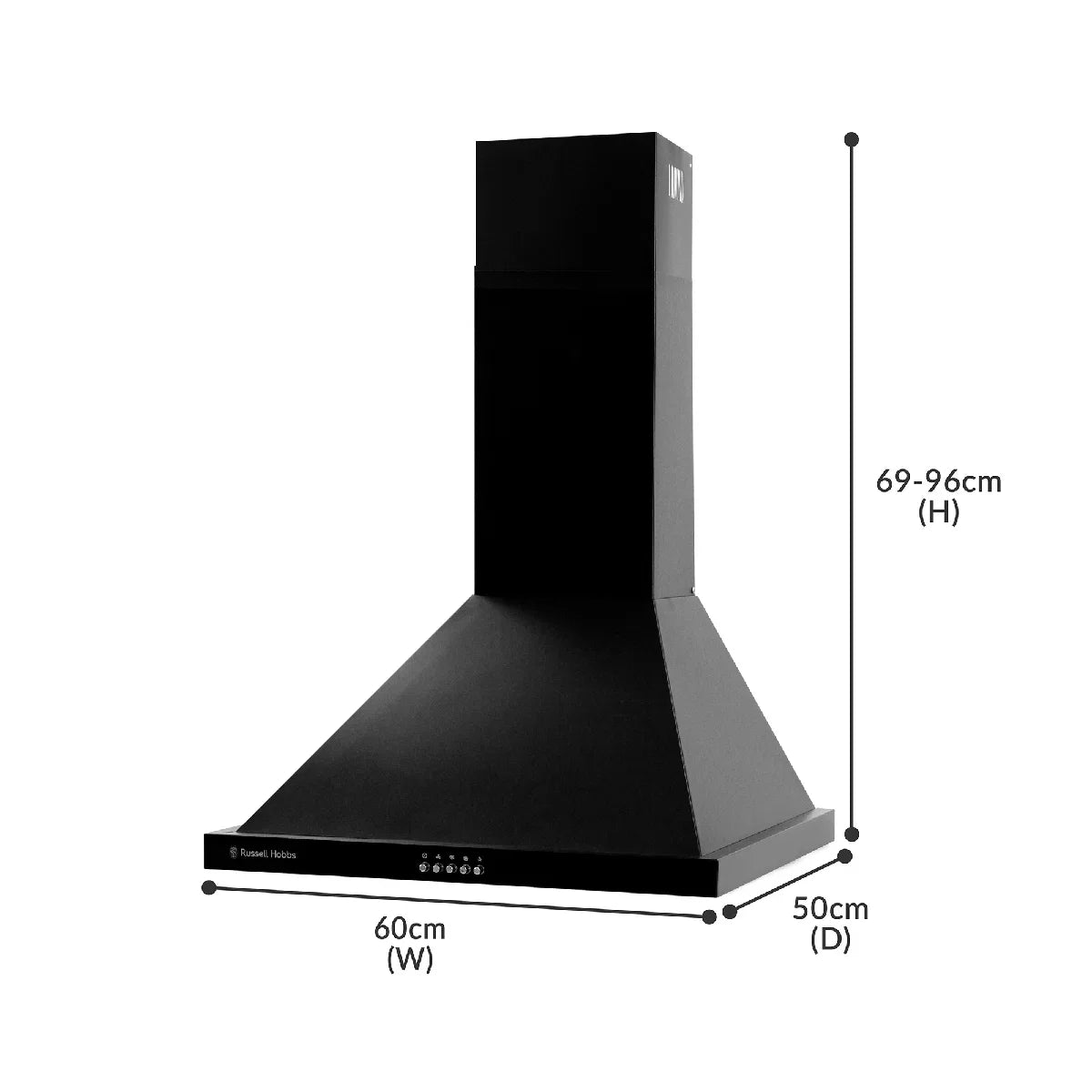Russell Hobbs RHSCH601B-M 60cm Wide Black Chimney Cooker Hood