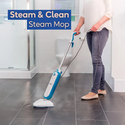 Russell Hobbs RHSM1001-G, Steam & Clean Steam Mop in White & Teal