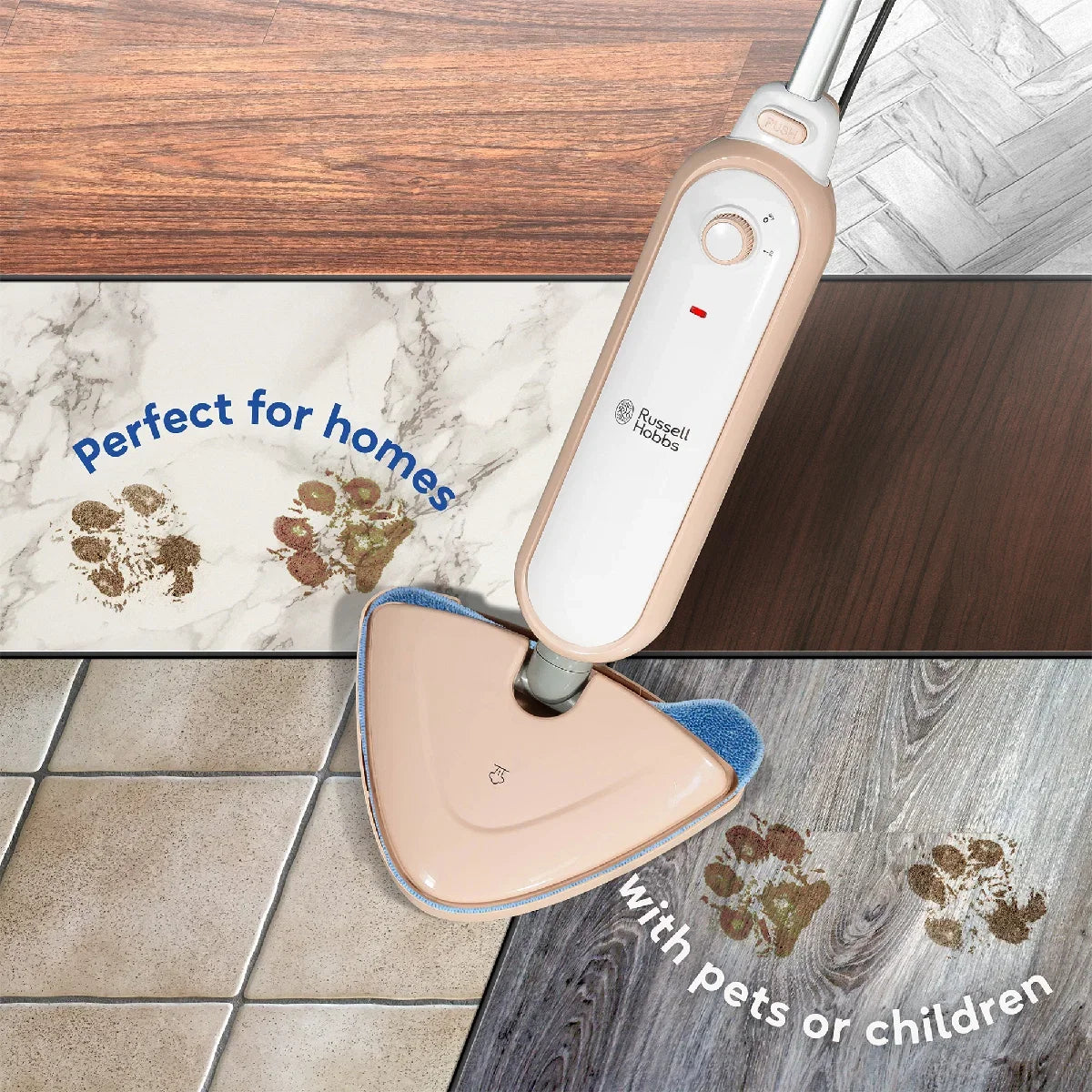 Russell Hobbs RHSM1001BP-G, Steam & Clean Steam Mop in Blush Pink