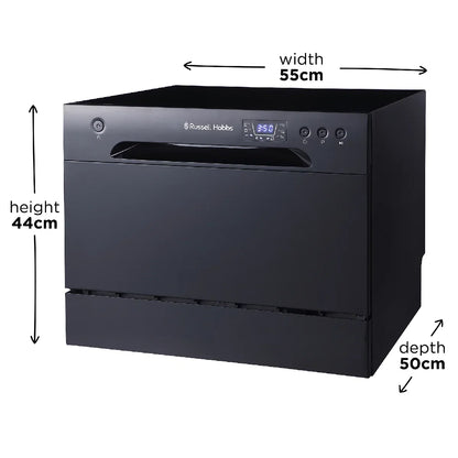 Russell Hobbs® RHTTDW6B, 6 Place Setting Table Top Dishwasher in Black