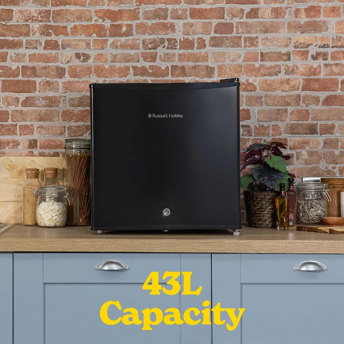 Russell Hobbs Black, 43L Table Top Fridge with Lock & Key, RHTTF0E1B-LCK