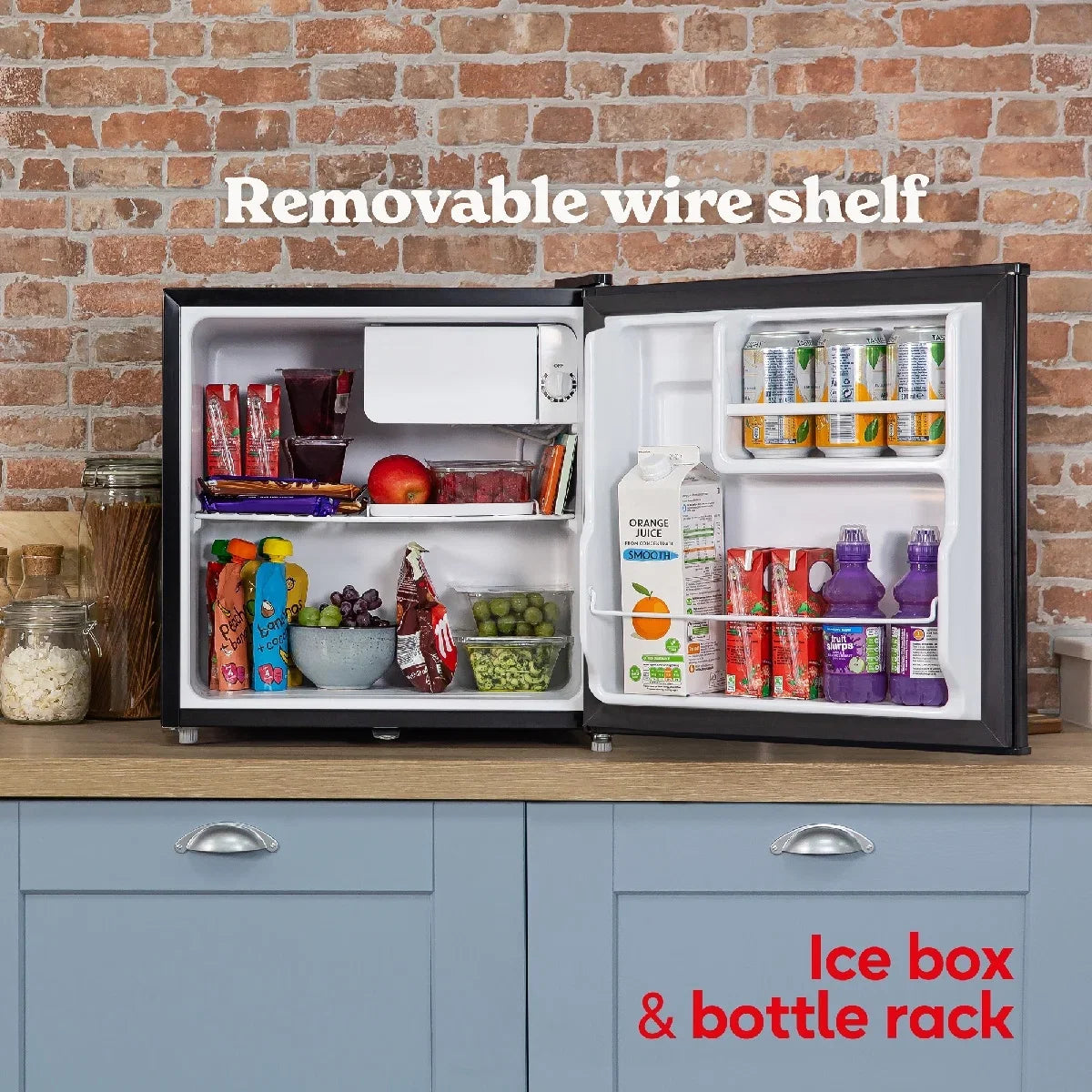 Russell Hobbs Black, 43L Table Top Fridge with Lock & Key, RHTTF0E1B-LCK