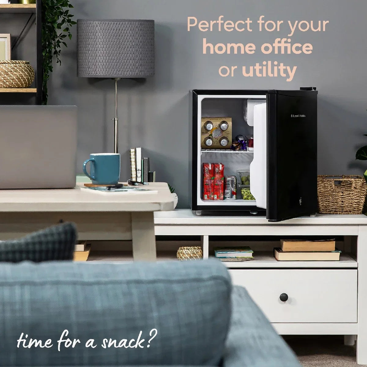 Russell Hobbs Black, 43L Table Top Fridge with Lock & Key, RHTTF0E1B-LCK
